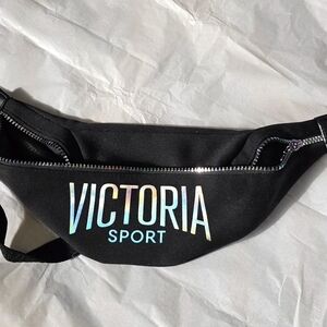 Victoria's Secret Black Fanny Pack with Iridescent Logo